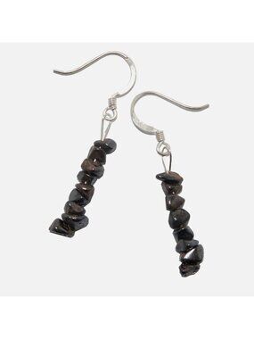 Hematite Earrings Positive Energy Dangle Stones Shiny Gray Metallic Rock Jewelry